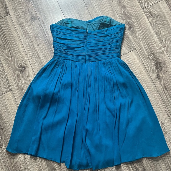 J Crew teal Taryn silk chiffon bridesmaid cocktail strapless dress - Picture 3 of 4